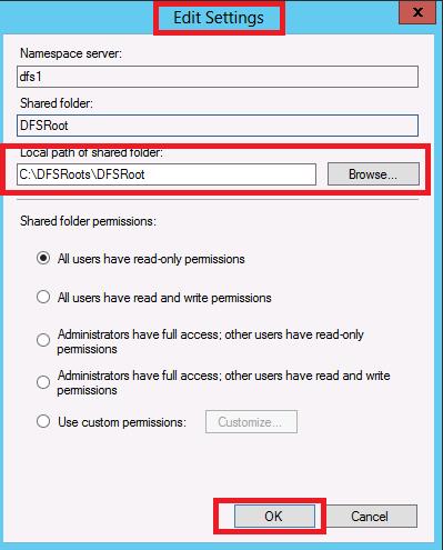 Edit DFS settings